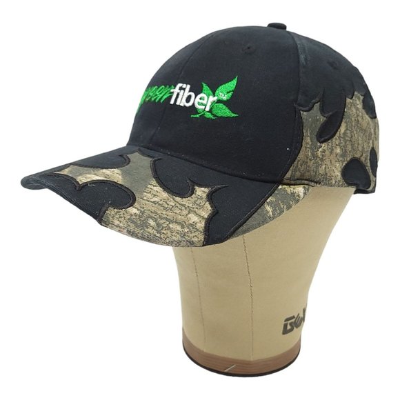 Green Fiber Black Camo Strapback Cap Trucker Baseball Hunter Farming Hat - Picture 2 of 13
